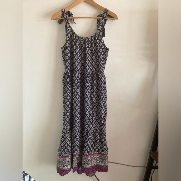 Beach Lunch Lounge Tie Shoulder Maxi Dress Boho Cottage Spring NWT - Picture 5 of 11